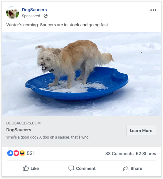 An example of a Facebook post