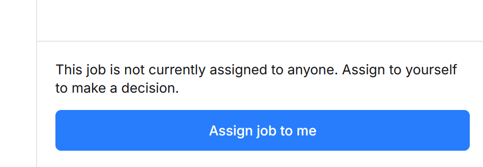 screenshot of cinder job page assign button