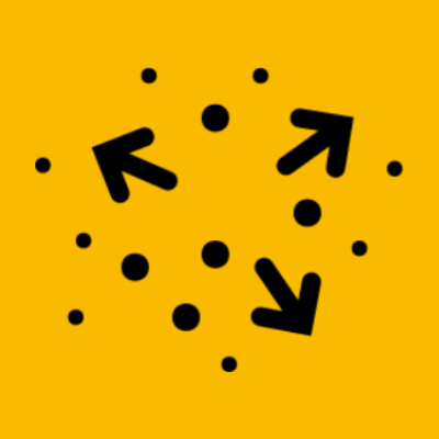 An illustration of particles and arrows moving in different directions