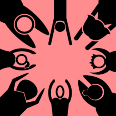 An illustration of a circle of stick-figure people of different kinds holding hands