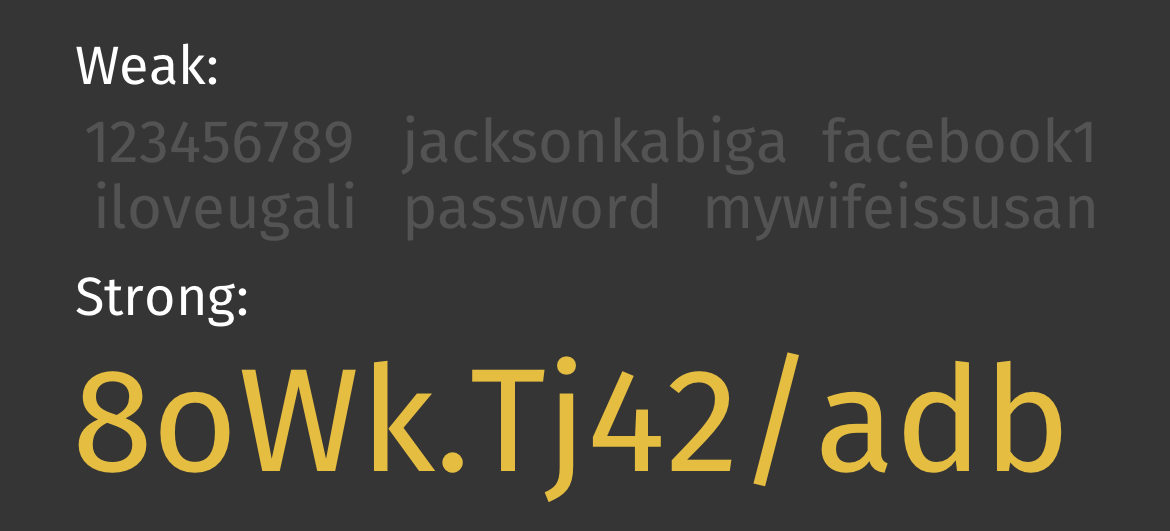 An image of weak and strong passwords