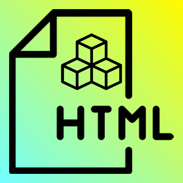 An image of an HTML document icon with three stacked blocks inside of it