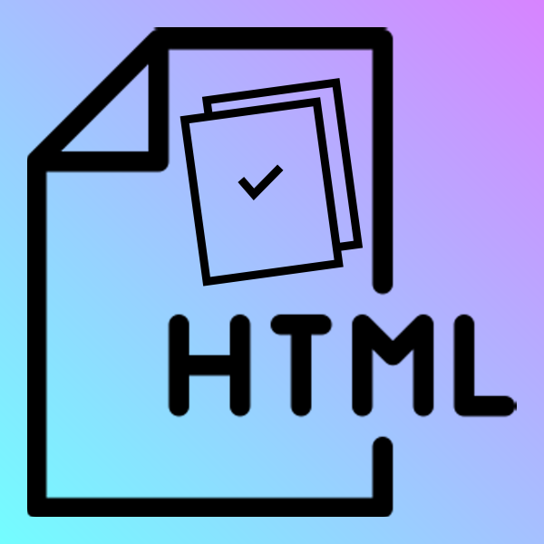 An image of an HTML document icon with another page inside it showing a checkmark