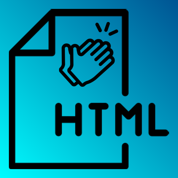 An image of an HTML document icon with clapping hands inside it