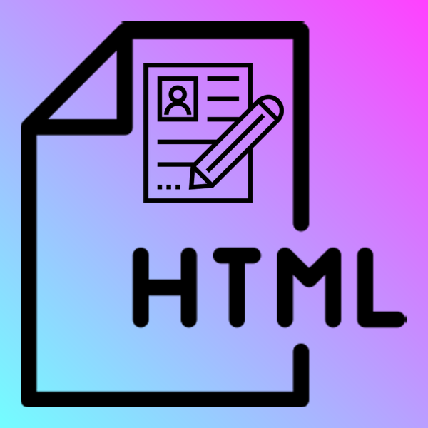 An image of an HTML document icon with a resume icon inside of it