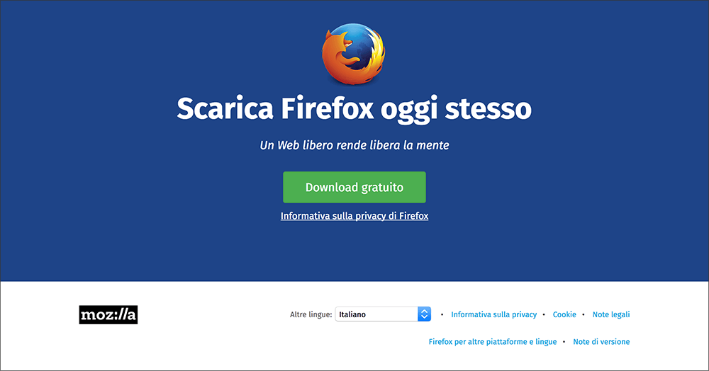 Example download page screenshot in Italian